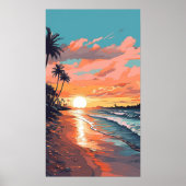 Tropical Beach Sunset Poster (Vorne)