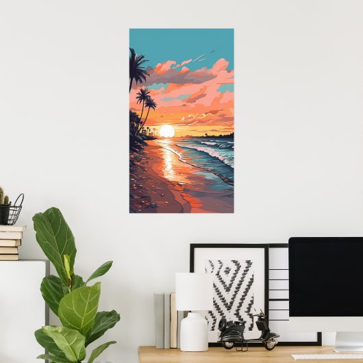 Tropical Beach Sunset Poster (Heimbüro)