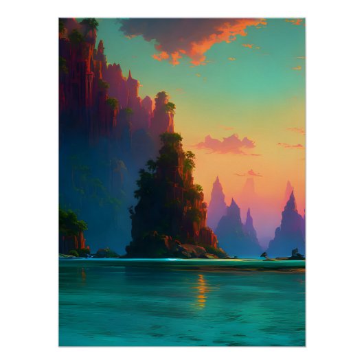 Tropical Beach Sunset Poster (Vorderseite)