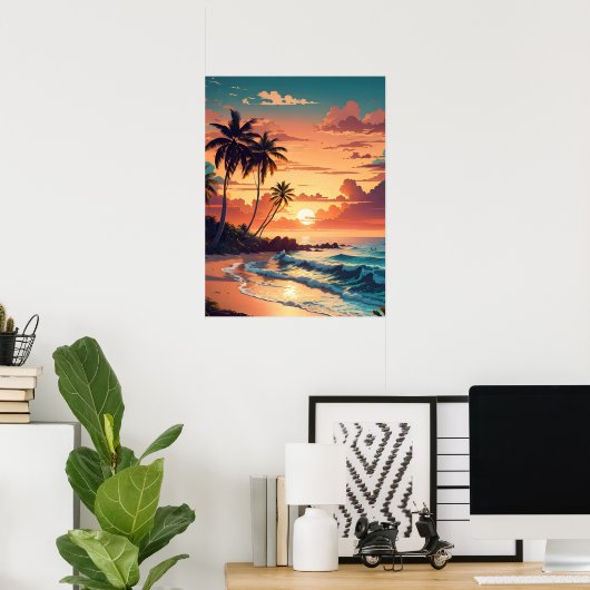 Tropical Beach Sunset Poster (Heimbüro)