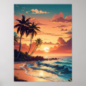 Tropical Beach Sunset Poster (Vorne)