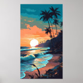 Tropical Beach Sunset Poster (Vorne)