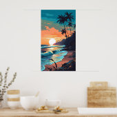 Tropical Beach Sunset Poster (Küche)