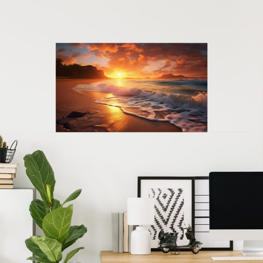 Tropical Beach Sunset Poster (Heimbüro)