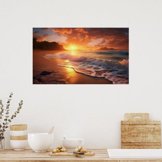 Tropical Beach Sunset Poster (Küche)