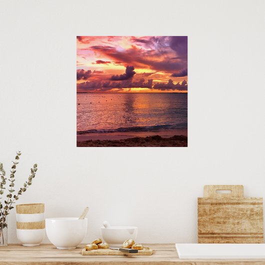 Tropical Beach Sunset Poster (Küche)
