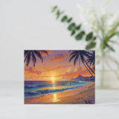Tropical Beach Sunset Postkarte (Stehend Vorderseite)