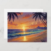 Tropical Beach Sunset Postkarte (Vorne/Hinten)
