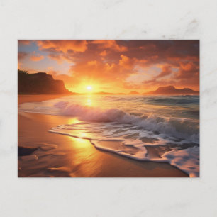 Tropical Beach Sunset Postkarte