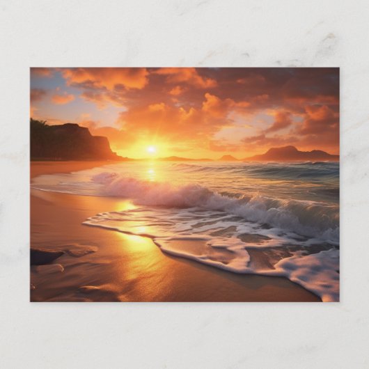 Tropical Beach Sunset Postkarte (Vorderseite)