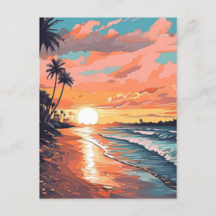 Tropical Beach Sunset Postkarte