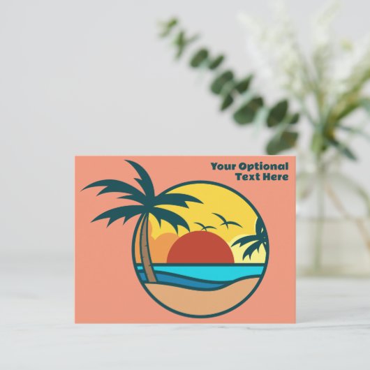 Tropical Beach Sunset Postkarte (Stehend Vorderseite)