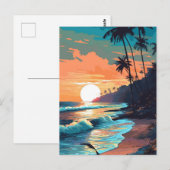 Tropical Beach Sunset Postkarte (Vorne/Hinten)