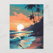 Tropical Beach Sunset Postkarte (Vorderseite)