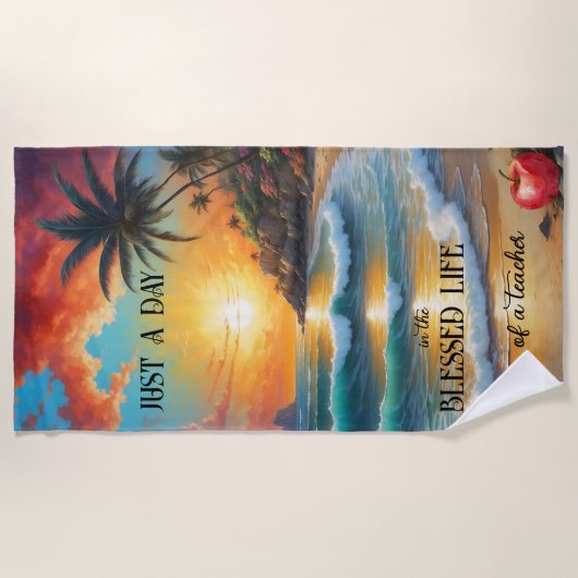Tropical Beach Sunset Teacher Strandtuch (Vorderseite)