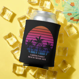 Tropical Beach Sunset Vacation Custom Black Pink Dosenkühler
