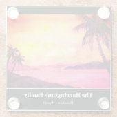 Tropical Beach Sunset Watercolor Farida Greenfield Glasuntersetzer (Rückseite)