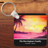 Tropical Beach Sunset Watercolor Farida Greenfield Schlüsselanhänger (Vorderseite)