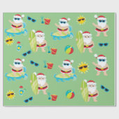 Tropical Beach Surfing Weihnachten Niedlich Geschenkpapier (Flach)