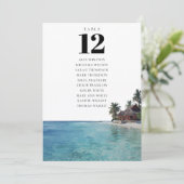 Tropical Beach Table Number Seating Chart Einladung (Stehend Vorderseite)
