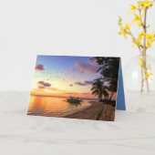 Tropical Beach Tahiti Island Sunset Karte (Gelbe Blume)