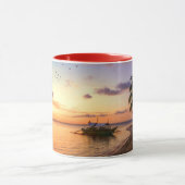 Tropical Beach Tahiti Island Sunset Tasse (Zentrum)