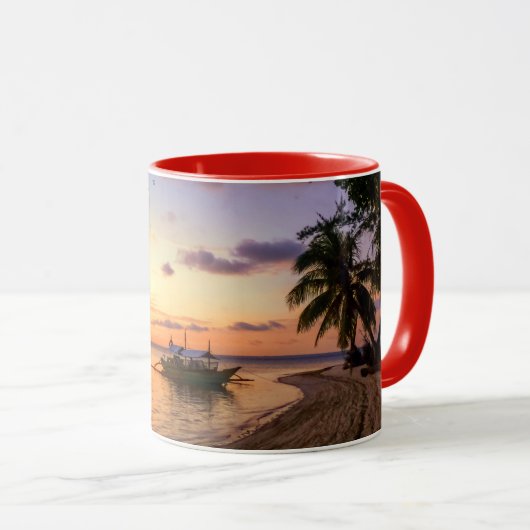 Tropical Beach Tahiti Island Sunset Tasse (VorderseiteRechts)
