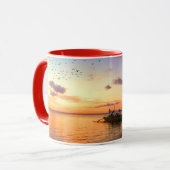 Tropical Beach Tahiti Island Sunset Tasse (Vorderseite Links)