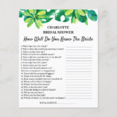 Tropical Beach Theme Brautparty Trivia Frage Flyer (Vorne)