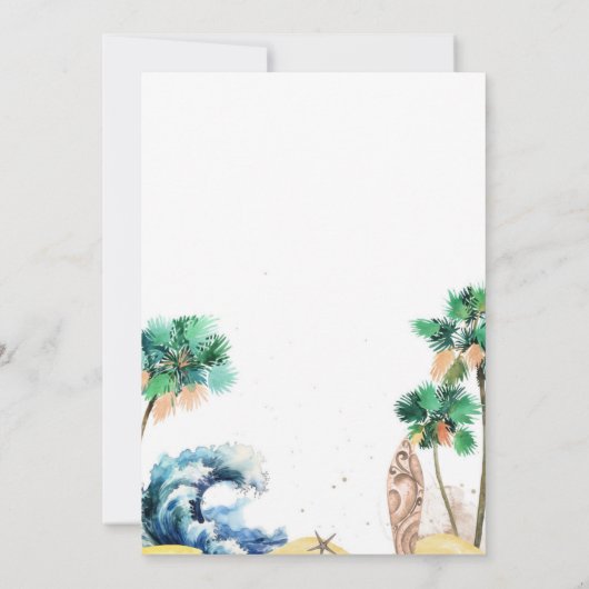 Tropical Beach Theme Kinderdusche Einladung Unisex (Rückseite)