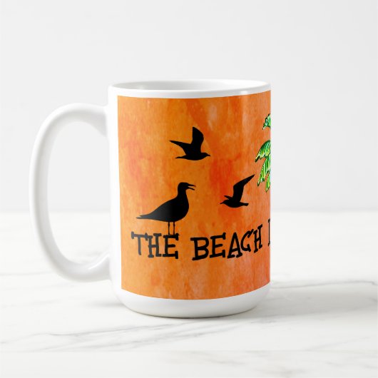Tropical Beach Therapy Palm Tree Seagulls Kaffeetasse (Links)