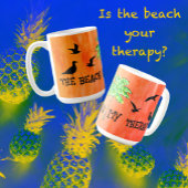 Tropical Beach Therapy Palm Tree Seagulls Kaffeetasse