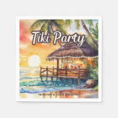 Tropical Beach Tiki Birthday Party Cocktail Serviette (Vorderseite)
