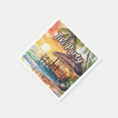 Tropical Beach Tiki Birthday Party Cocktail Serviette (Ecke)