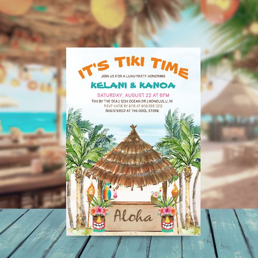 Tropical Beach Tiki Luau Paare Dusche Einladung