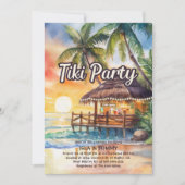 Tropical Beach Tiki Party Dusche Einladung (Vorderseite)