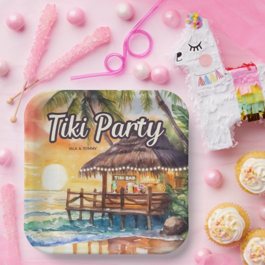 Tropical Beach Tiki Party Pappteller (Party)