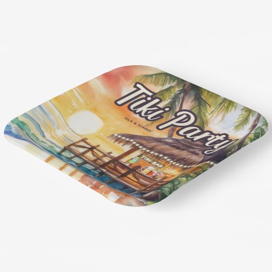 Tropical Beach Tiki Party Pappteller (Gewinkelt)