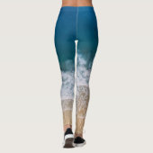 Tropical Beach Trendy Digital Hand Paint Effect Leggings (Rückseite)