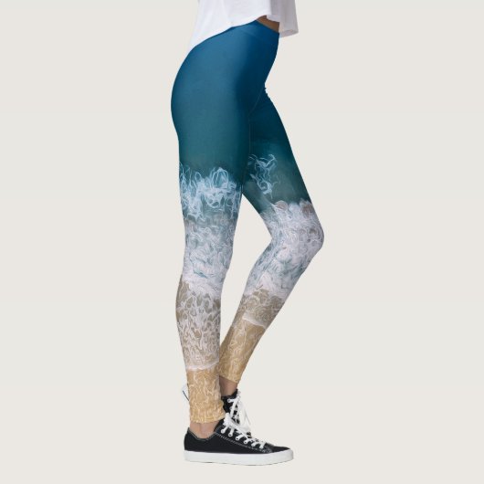 Tropical Beach Trendy Digital Hand Paint Effect Leggings (Rechts)