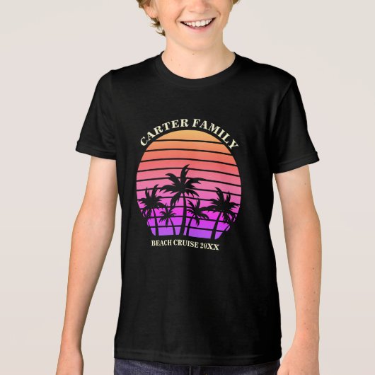 Tropical Beach Trip Custom Palm Tree Kinder Tri-Blend Shirt (Vorderseite)