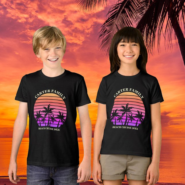 Tropical Beach Trip Custom Palm Tree Kinder Tri-Blend Shirt (Von Creator hochgeladen)