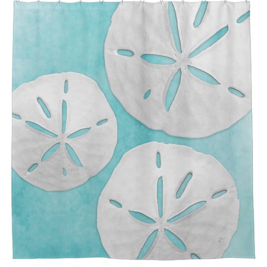Tropical Beach türkisfarbene weiße Sandküste Duschvorhang (Vorderseite)