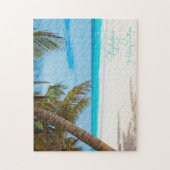 Tropical Beach Turquoise Monogram Palm Tree Puzzle (Vertikal)