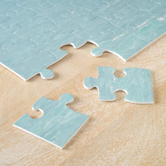 Tropical Beach Turquoise Monogram Palm Tree Puzzle (Seite)
