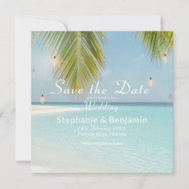 Tropical Beach Turquoise Palm Tree Square Wohnung Save The Date