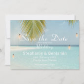 Tropical Beach Turquoise Palm Tree Wedding Save The Date (Vorderseite)