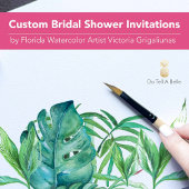 Tropical Beach Turquoise Palms Watercolor Bridal