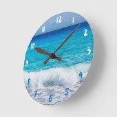 Tropical Beach Turquoise Water Blue Ocean Sea Foam Runde Wanduhr (Winkel)