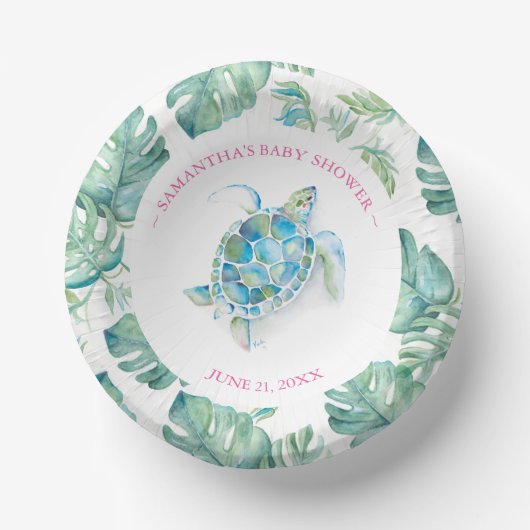 Tropical Beach Turtle Baby Dusche Pappteller (Vorderseite)